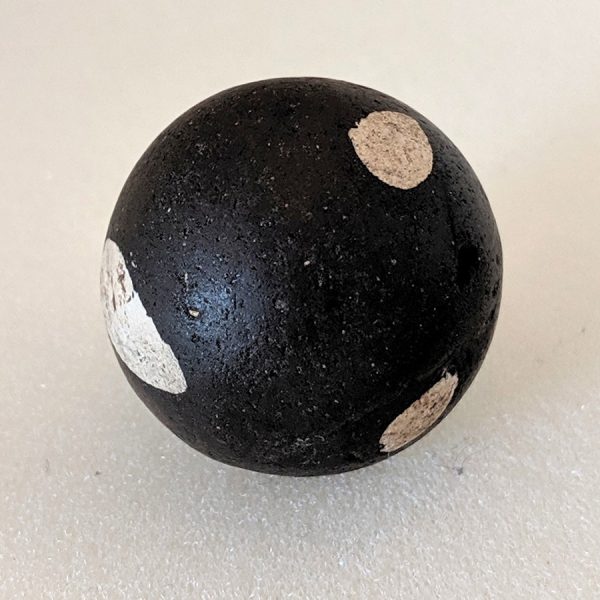 Reverse spotted dick with 90% of the marble painted black leaving 5 white polka dots in relief.  Very unusual and nice size.