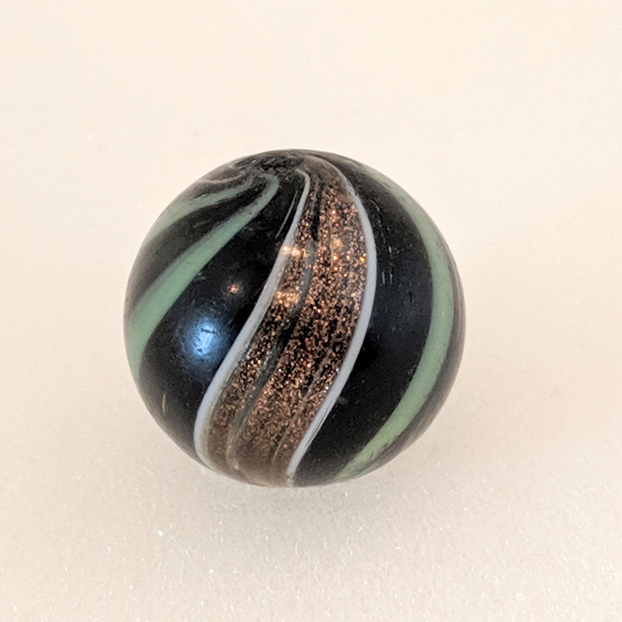Black Opaque Lutz - Old Rare Marbles