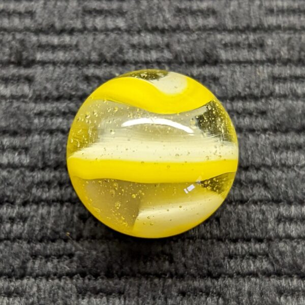 Striking White and Yellow 2-Color Akro Auger - Old Rare Marbles