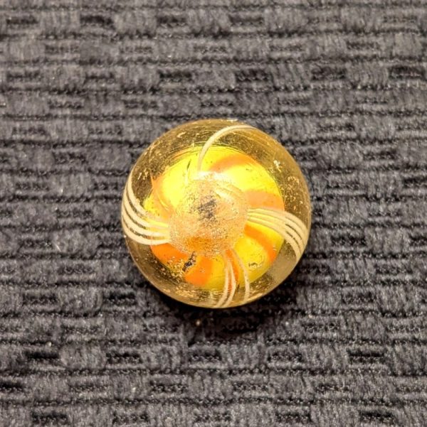 Large 15/16"+ Orange & Yellow Striped Solid Core Swirl - Image 2