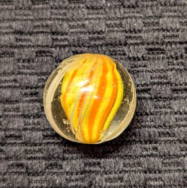 Large 15/16"+ Orange & Yellow Striped Solid Core Swirl