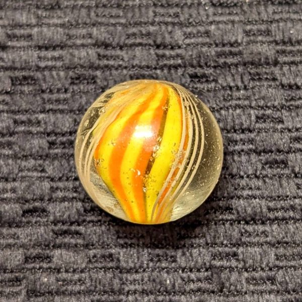 Large 15/16"+ Orange & Yellow Striped Solid Core Swirl - Image 4