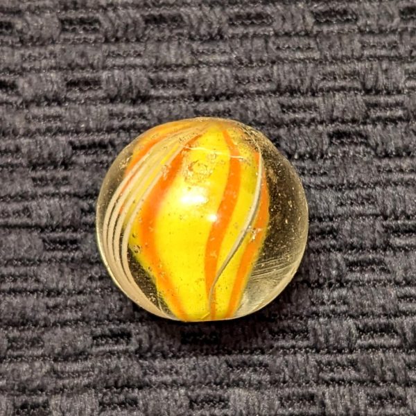 Large 15/16"+ Orange & Yellow Striped Solid Core Swirl - Image 5