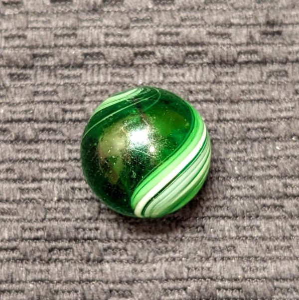 Large Attractive 15/16" Green Banded Transparent Swirl - Image 3