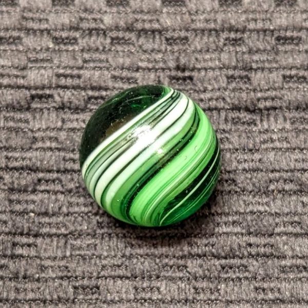 Large Attractive 15/16" Green Banded Transparent Swirl