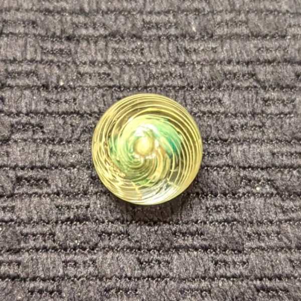 Pretty Green Over Yellow Finely Striped Solid Core Swirl w/ Tight Yellow Cage - Image 2