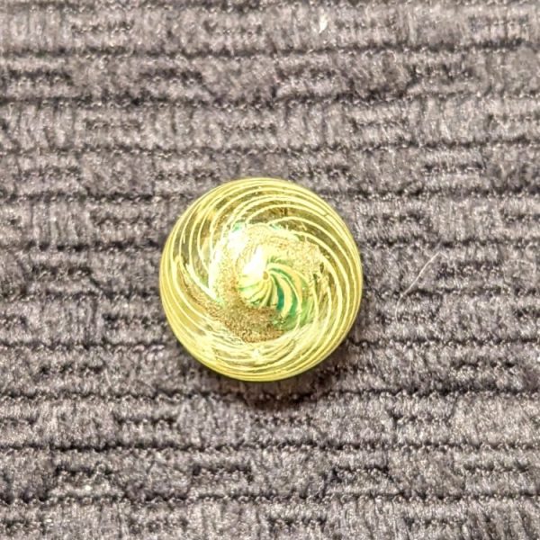 Pretty Green Over Yellow Finely Striped Solid Core Swirl w/ Tight Yellow Cage - Image 3