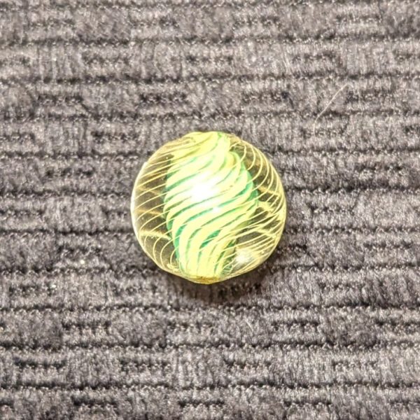 Pretty Green Over Yellow Finely Striped Solid Core Swirl w/ Tight Yellow Cage - Image 4