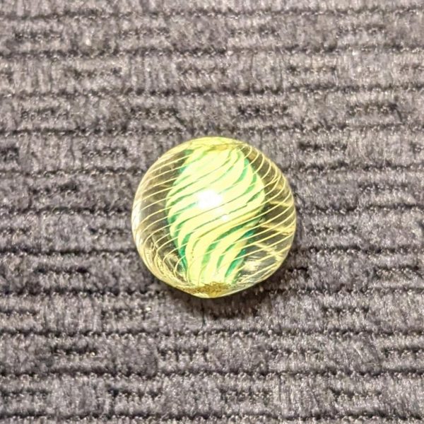 Pretty Green Over Yellow Finely Striped Solid Core Swirl w/ Tight Yellow Cage - Image 5