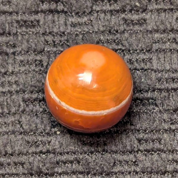 Red Hand-Faceted Carnelian Agate w/ White Eyes & Rings at the Equator - Image 6