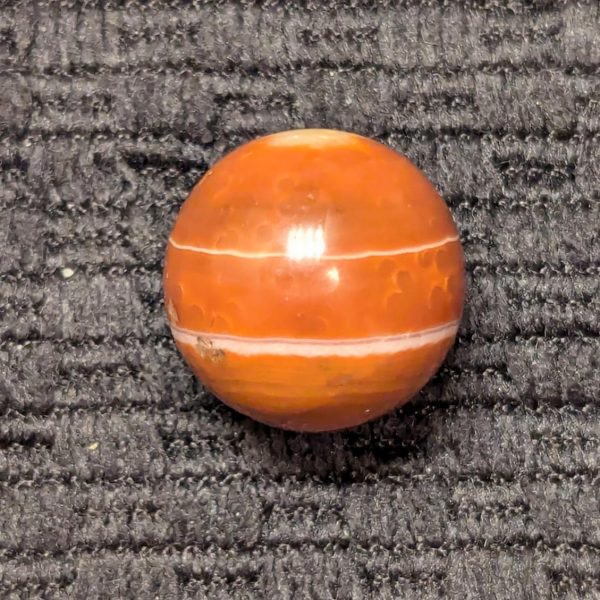 Red Hand-Faceted Carnelian Agate w/ White Eyes & Rings at the Equator - Image 2