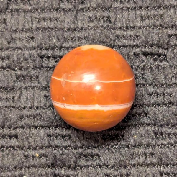 Red Hand-Faceted Carnelian Agate w/ White Eyes & Rings at the Equator - Image 3