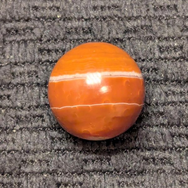 Red Hand-Faceted Carnelian Agate w/ White Eyes & Rings at the Equator - Image 5