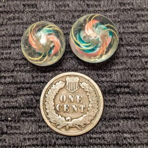 Set of 2 Same-Cane Divided Core Swirls w/ 4 Inner Ribbons