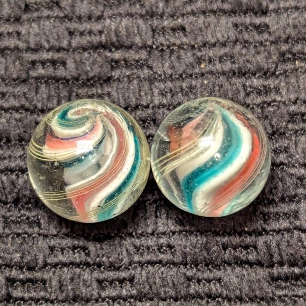 Uncommon Set of Tiny Same-Cane Ridged Solid Core Swirls w/ Aqua and Pink Jelly Valleys - Image 7