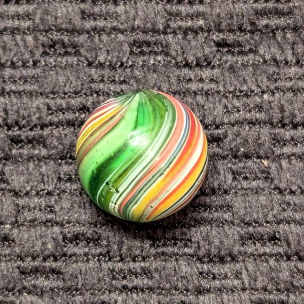 Killer Green Glass Submarine Indian w/ 80% Coverage of Colorful Surface Bands! - Image 5