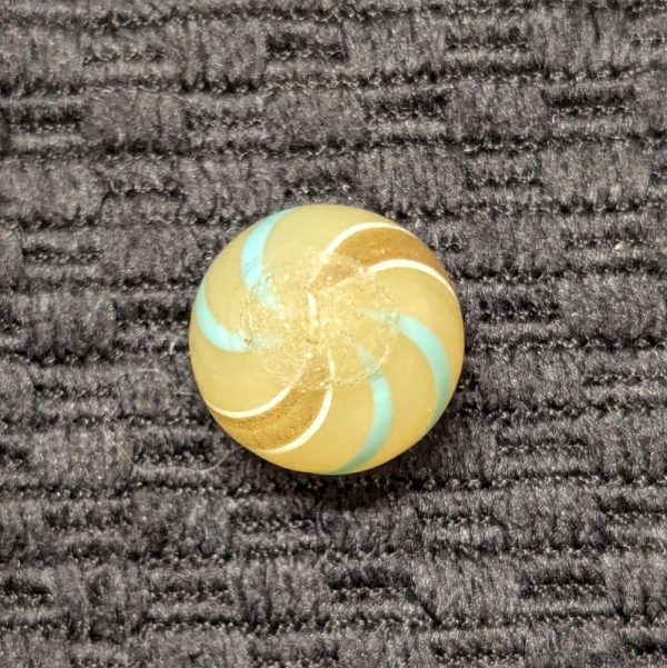 Rare Vaseline Yellow Opaque Lutz w/ Baby Blue Bands - It Glows Orange when Back lit - Image 7