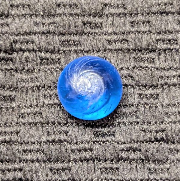 Peewee Blue Glass Banded Transparent Indian or Banded Swirl w/ 2 Opposed Sets of White Surface Threads - Image 6