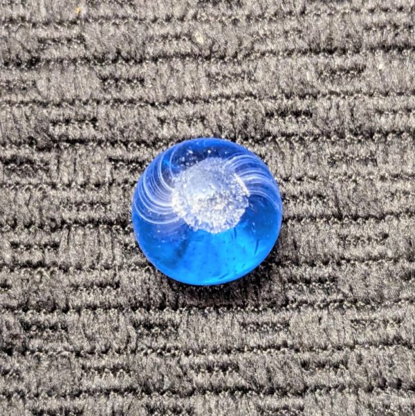Peewee Blue Glass Banded Transparent Indian or Banded Swirl w/ 2 Opposed Sets of White Surface Threads - Image 5