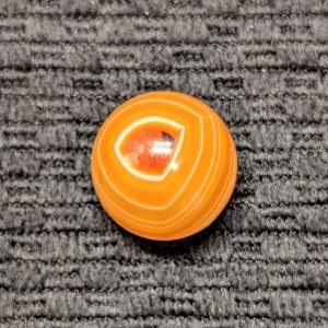 Pretty 3/4" Hand-Faceted Carnelian Agate w/ Deep Red Triangular Bullseye & Orange Concentric Rings