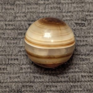 25/32" Hand-Faceted Agate w/ Chocolate Brown and Translucent Creamy White Bullseye & Rings