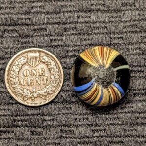 HTF Shooter Size Indian with Beautiful Wide Surface Bands of Yellow, Red, Blue & Green