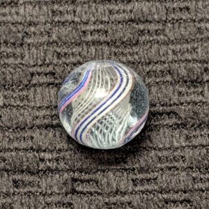 White Latticino Core Swirl in Light Blue Tinted Glass