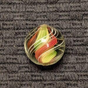 Beautiful & Unusual 3-Stage Yellow Solid Core Swirl w/ Elevated Rust Orange & Transparent Jelly Green Stripes