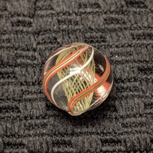 Wet Mint Yellow Latticino Core Swirl w/ Fine Striped Ribbons & Alternating White Threads