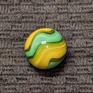 Unusual Egg Yolk Yellow & Lime Green Corkscrew in an Amber Transparent Base