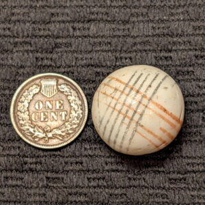 7/8" Glazed China w/ Wide Intersecting Spirals of Red & Black