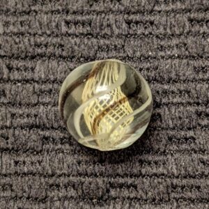 Fine Yellow Latticino Swirl / Unusual Transparent Plum Purple Ribbons