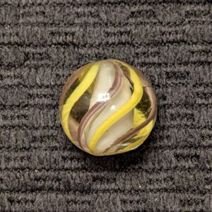 White Solid Core Swirl w/ 6 Purple & Yellow Bands - Wet Mint