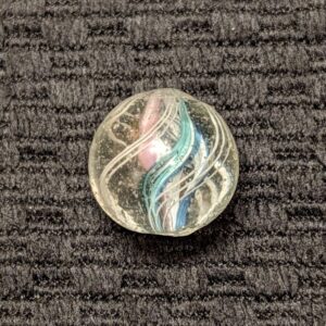 Divided Core Swirl w/ Jelly Pink, Blue & Teal Green Striped Ribbons