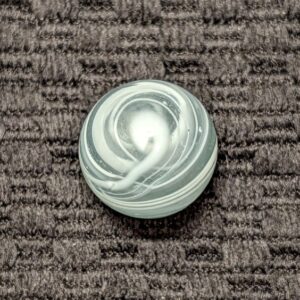 Rare 1840-1860 Greiner Hand-Gathered w/ Busy White Spiral in Ice Blue Glass