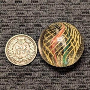 Beautiful & Colorful 1" Shrunken Caged 3-Ribbon Divided Core Swirl - Wet Mint!