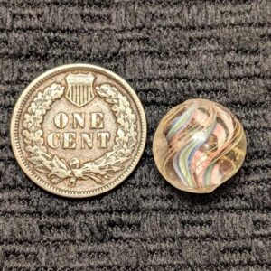 1/2" Peewee Stylized Divided Core Swirl w/ 3 Identical Striped Ribbons Edged in Jelly Pink!