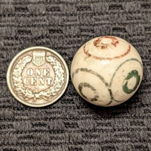 Big 13/16" Glazed Bullseye China with 6 Bullseyes of Red, Black & Green