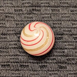 Rare White Opaque Lutz w/ Red Bands, Strong Twist & Even Spacing - Wet Mint