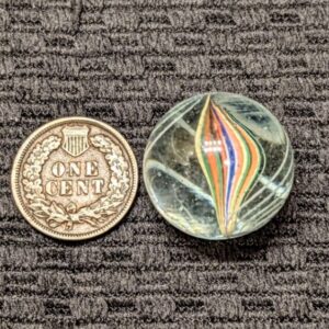 13/16" Bright Multicolored Finely Striped Razor Ribbon Swirl - Half Naked, Half Caged