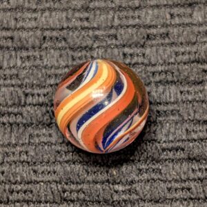 Rare Deeply-Ridged Core Swirl of Royal Blue & White Stripes and Bright Colorful Outer Ribbons