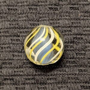 Rare Dusty Blue English Style Solid Core Swirl w/ Yellow & White 8 Ribbon Cage