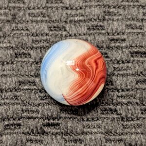 Unusual AKRO Oxblood Patch & Blue Over Opalescent & Stringy White Base - Wet Mint