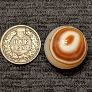 Hand-Cut Bullseye Carnelian Agate w/ Concentric Rusty Red & White Ring Pattern