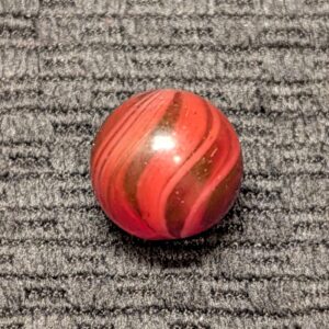 Very Rare Red Glass Naked 4-Razor-Ribbons Divided Core Swirl