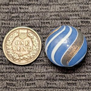 Rare & HTF Shooter Size Blue Translucent Lutz w/ White Bands, Excellent Symmetry & Craftsmanship- Wet Mint