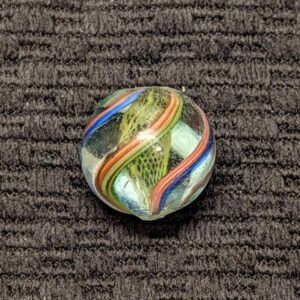 Brilliant Yellow Latticino Swirl w/ Vibrant & Colorful Ribbons