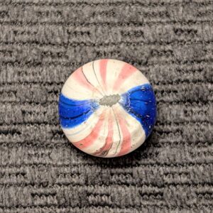 11/16" Peppermint w/ Wide Rich Color Cobalt Blue Bands & Sets of 3 Red Ribbons