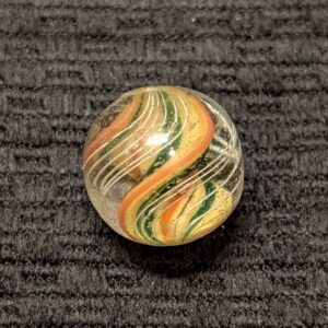 Shooter Size Yellow Ribbon w/ Orange & Green Stripes and Groups of Fine Suspended White Threads