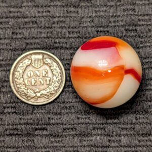 Very Large Shooter UV Reactive Peltier Opaque Rainbow w/ Red & Orange Ribbons